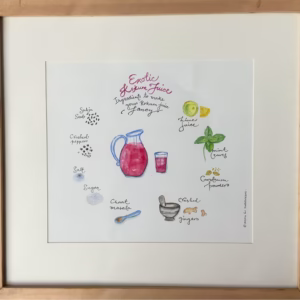 This is an original watercolour work of kokum juice on Stratmore watercolour archival paper with a mount board