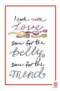 A poster with digital and hand typography with a message for those who cook