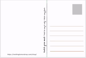 Backside of Picture postcard of Radish Green Mash where a message can be written along with the address of the receiver